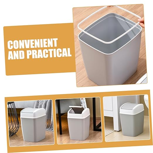 Cabilock White Swing Top Trash Can Wastebasket Bin Office Hotel Trash Can Capacity Easy Access for Home Kitchen Bathroom