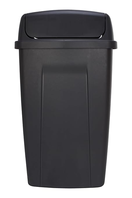 13 Gallon Trash Can Plastic Swing Top Kitchen Garbage Trash Can Black