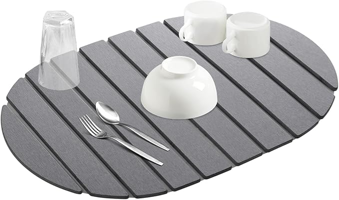 Quick Dry Stone Mat Stone Drying Mat for Kitchen Counter Large Dish Drying Mat - Diatomaceous Earth Dish Drying Mats Modern Fast Dry Pad for Bathroom 24x16 DarkGray