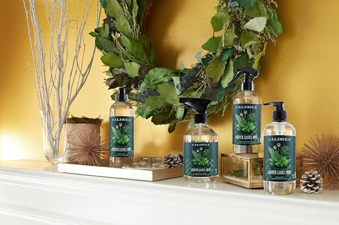 Caldrea Linen and Room Spray Air Freshener Made with Essential Oils Plant Derived Ingredients Juniper Laurel Mint Scent 16 oz