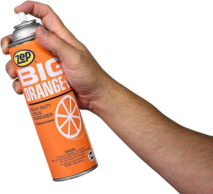 Zep Big Orange-E Heavy-Duty Citrus Degreaser Aerosol - 15 oz (Case of 12) 18501 - Industrial Strength Formulated with Natural Solvents Dissolves Heavy Soil Grease Tar Oil