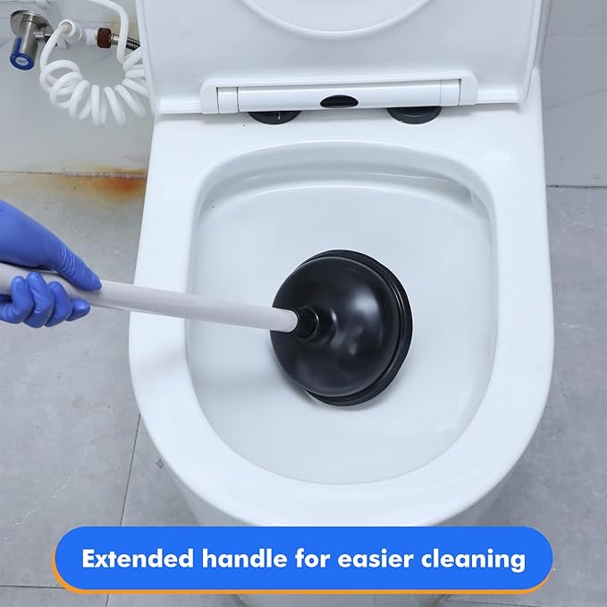 24 Pack Toilet Plungers Bulk with 19.7 Inch Long Handle Force Suction Cup Rubber Plunger for Bathroom to Fix Clogged Toilets Drains (Black)