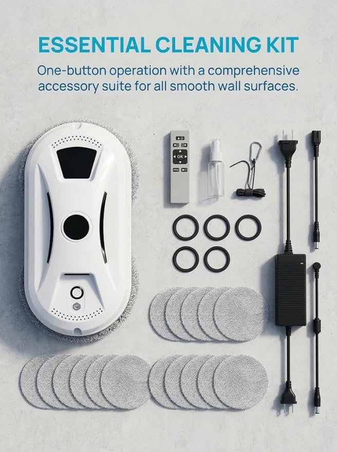 Automatic Window Cleaning Robot Smart Glass Cleaner for High-Rise Windows and Mirrors Robotic Cleaner with Dual Spinning Mops AI Smart Path Technology and Remote Control Robotic Vacuum Cleaner