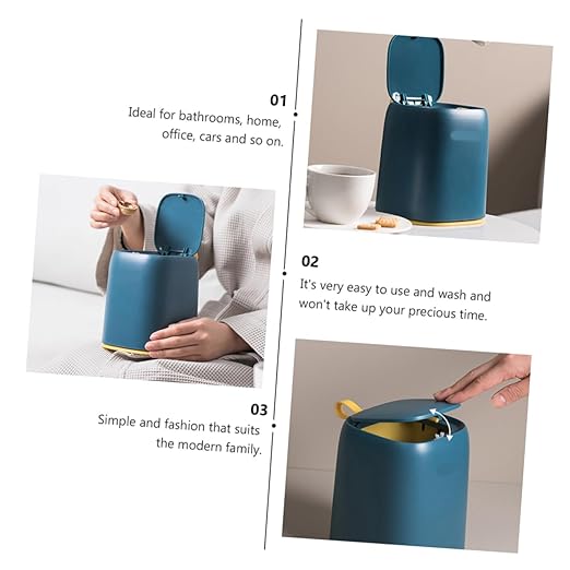 Mini Portable Garbage Bin with Press Cover for Office and Home Odor Sealing Trash Friendly Material Compact Waste Basket for Car Desk and Living Room Use