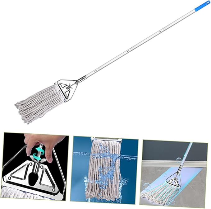 Beaupretty Heavy Duty Cotton Mop for Wet Dry Cleaning Versatile Floor Cleaning Tool for Hardwood Tile and Durable Easy to Operate Non Slip Handle for Household Use