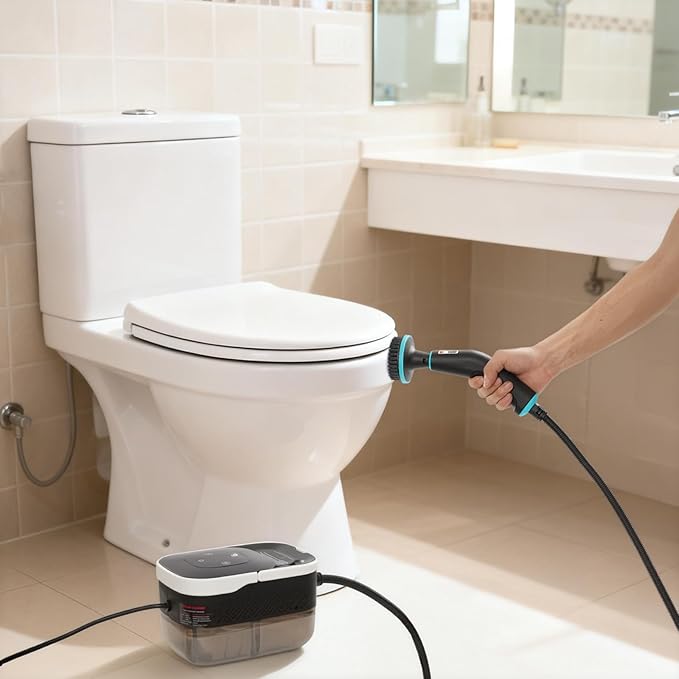 1500W Portable Steam Cleaner for Cleaning with 6-Level Adjustable 15s Heat-Up Handheld Steam Car Accessories Cleaner for Home Floor Tile Grease Dirt Grout Car Detailing (Black White)