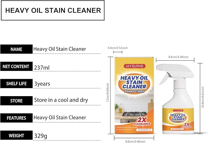 Kitchen Heavy Duty Grease Cleaner - Stain Remover For Stoves Range Hoods - Safe For Multiple Surfaces(2PCS)
