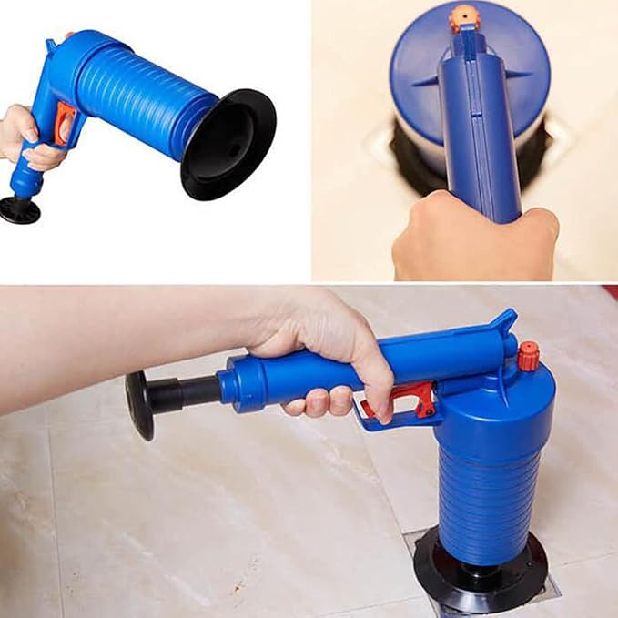 Toilet Plunger Manual High Pressure Air Toilet Plunger with Replaceable Plug for Unclog Toilet Bathroom Bathtub Floor Drain Clogged Pipe(Blue)