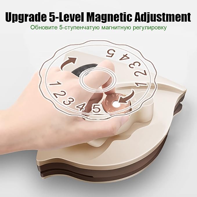 Window Cleaner Magnetic Double Side Glass Cleaning Brush Magnetic Window Cleaner for Window Cleaning Household Cleaning Tool 5-Files Adjustable Thickness 15-30Mm