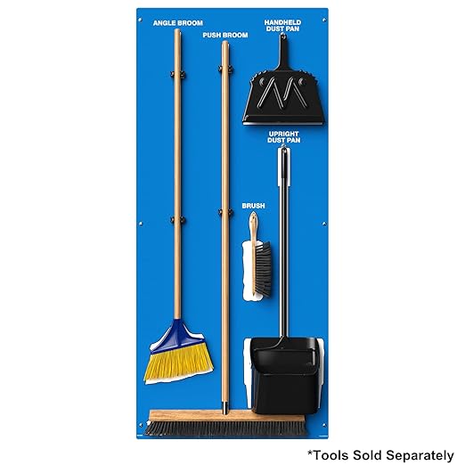 Clean &amp Sweep 5S Shadow Board/Wall Mount Broom Holder 68 x 30 Board 5S Cleaning Station - Board Only Tools Sold Separately Made in The USA by AccuformNMC Blue/White PSB614BUWT