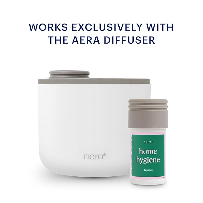 Aera Home Hygiene Geranium - Essential Oil for Home - Soft Pink Petal Fragrance - Notes of Geranium Palmarosa and Clove Essential Oils - Scent Refill - Capsule Size Works with Mini Diffuser
