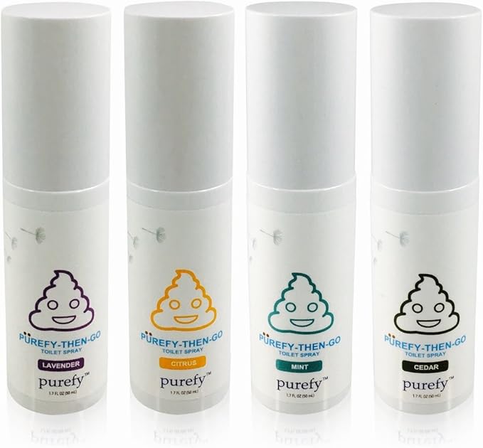 Purefy-Then-Go Spray (No.2 4-Scent Gift Pack) specialty toilet and fragrance (shoe or room) spray natural and authentic scents No harsh chemcials.