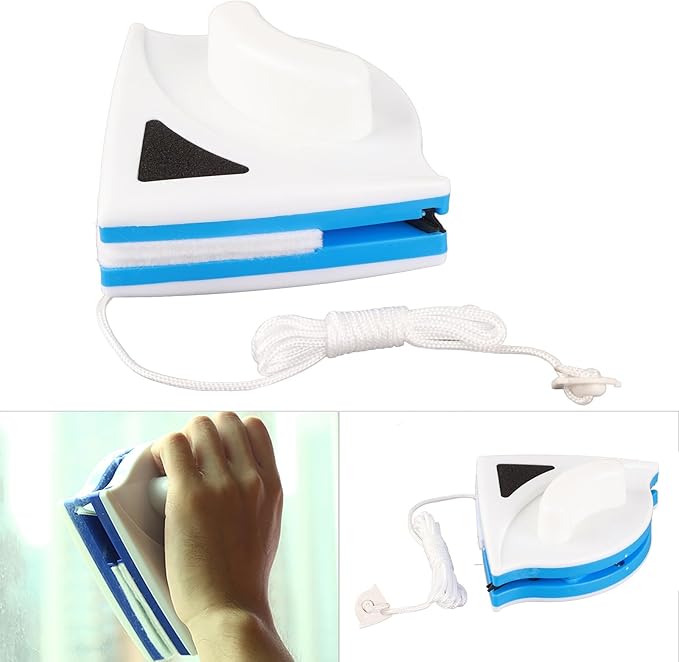 Double Sided Magnetic Window Cleaner Brush Triangular Design for Easy Exterior Cleaning Strong Magnetic Wiper for Single Glazed Glass Windows Durable Plastic Anti Drop