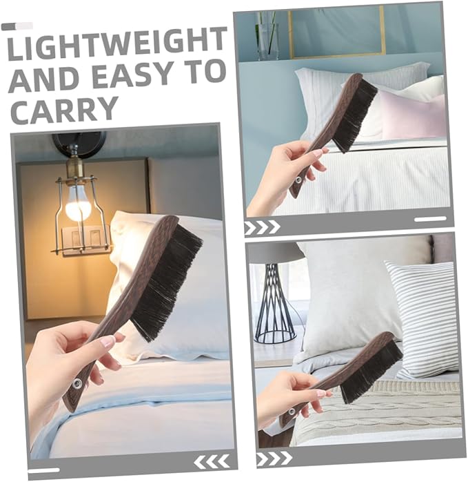 Ciieeo 2pcs Wooden Horsetail Bed Brush Soft Bristle Cleaning Brush for Furniture Car Piano Guzheng Long