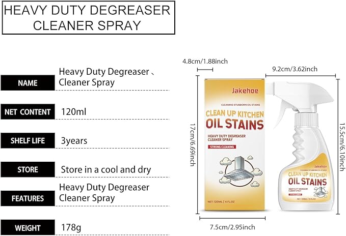 Heavy Duty Kitchen Degreaser Spray - Fast Acting For Stoves Range Hoods Grills - Easy Clean Formula(2PCS)
