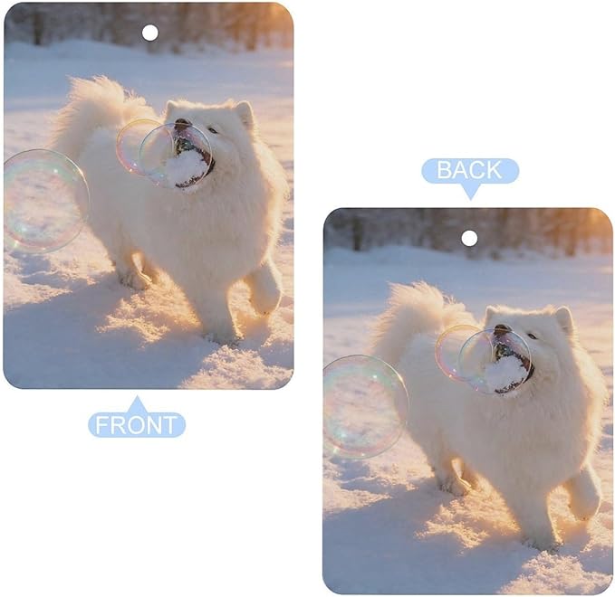 5PCS Car Air Freshener Hanging Personalized Double Sided Snowy Samoyed Car Fresheners Long Lasting New Cars Scents Cute Automotive Freshies for Closets Drawers (tea)