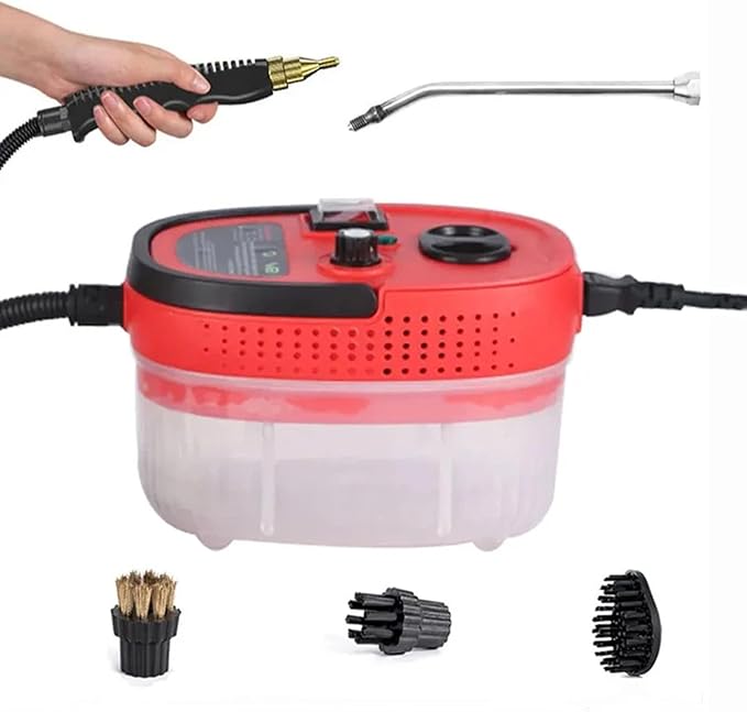 Steam Cleaner 2500W High Pressure Steam Cleaner Handheld High Temperature Cleaning Machine for Kitchen Home Car Steam CleaningRed