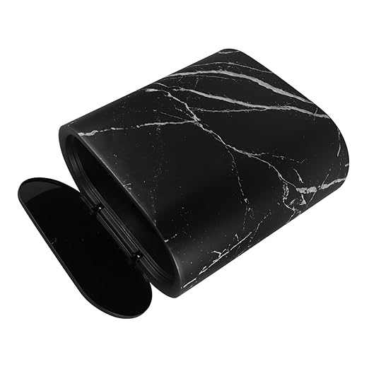 Marble Bathroom Accessory Small Plastic Wastebasket Kitchen Bedroom Decor Living Trash Can