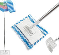 Snap Grip Mini Mop Zero-Touch Automatic Cloth Changing Mop with 360° Rotating Head Push-Pull Handle Reusable Cleaning Cloths Slim Design for Bathroom Kitchen &amp Tight Spaces