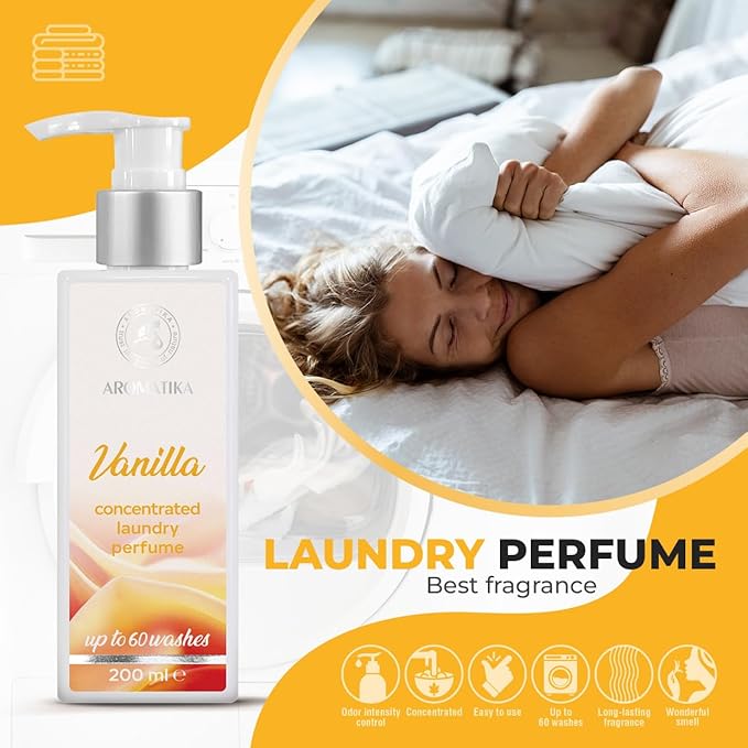 Concentrated Laundry Perfume Vanilla 200ml - Liquid Laundry Fragrance - Laundry Scent Booster - Linen Freshener - Washing Fragrance - Sweet and Long Lasting Scent