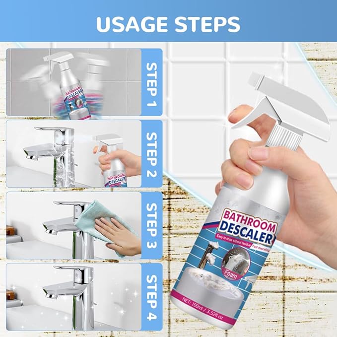 Bathroom Descaler Foam Cleaner 2026 New Powerful Cleaner Spray Stubborn Stains Cleaners Multipurpose Bathrooms Cleaning Foam Spray Rinse Cleaning Foam for Kitchen Bath Sink Glass (1PC)