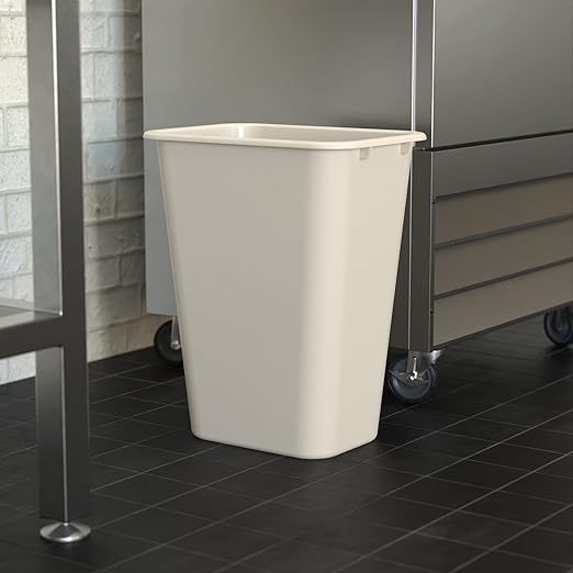 41 Qt. / 10 Gallon Beige Rectangular Wastebasket/Trash Can for Bedroom/Office/Bathroom Fits Under Desk/Cabinet/Sink Set of 6