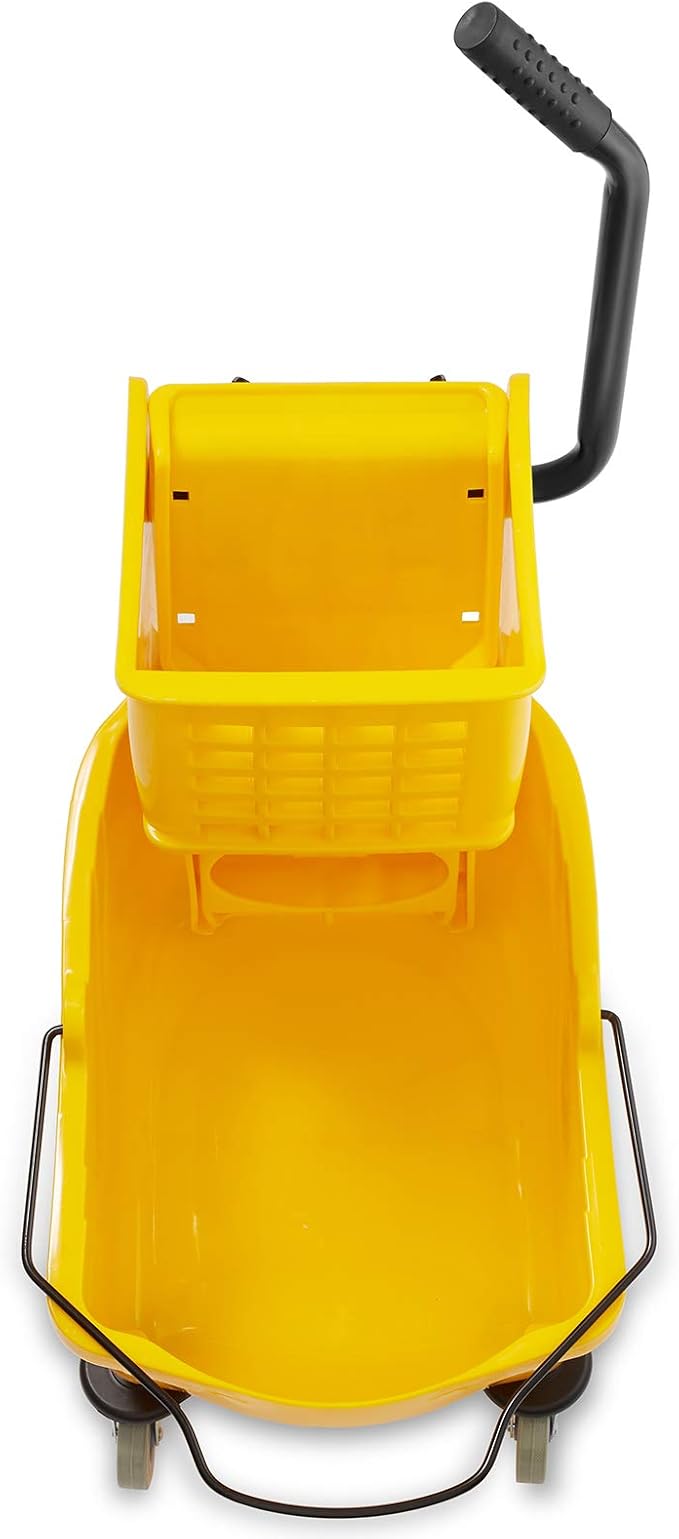 Dryser Commercial Mop Bucket with Side Press Wringer 26 Quart Yellow