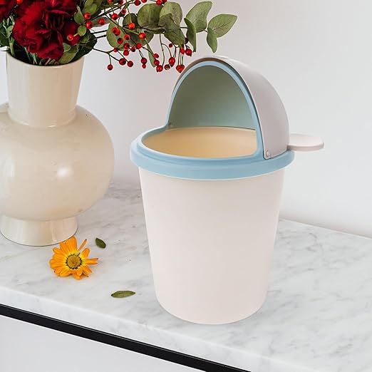Unomor Desktop Trash Bin with Swing Lid Cute Wastebasket for Home Office for Living Bedroom and Desk Organization Odor Reducing Design