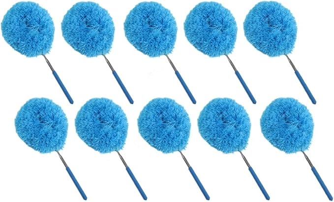Reusable Microfibre Ceiling Fan Duster Dusting Dust Blade Cleaning Adjustable Length Household Tool(Blue-10PCS)