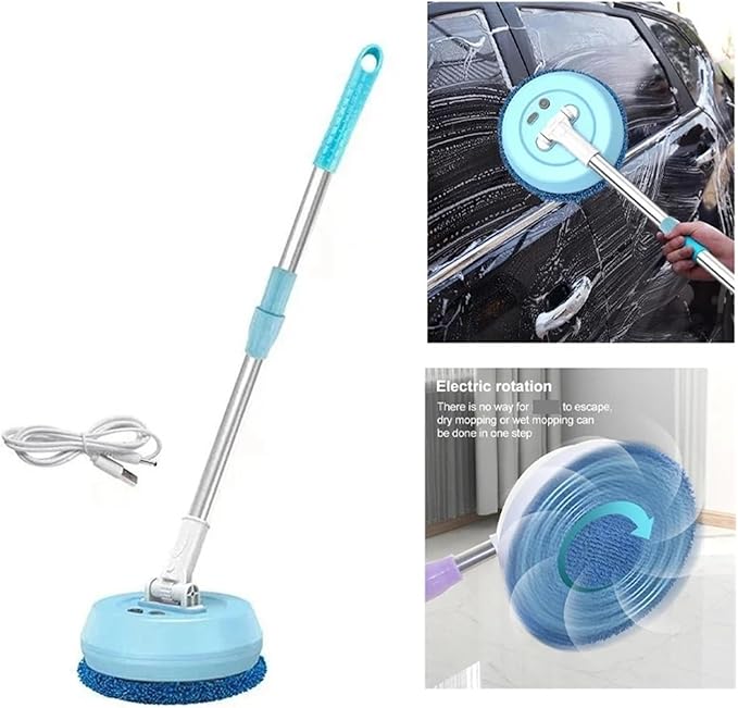 Fit for Automatic 2 in 1 Wireless Electric Mop for Home Cleaning - Wet &amp Dry Spin Mop for Ceilings Doors and Windows(Wireless White)