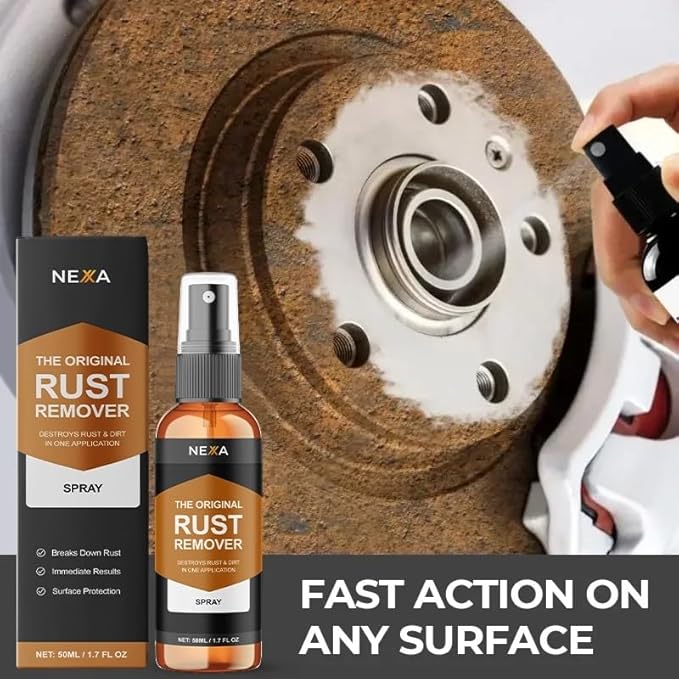 NEXA Rust Remover Spray (50ml) – Fast-Acting Metal Cleaner for Light Rust Grease | No Heavy Scrubbing | Multi-Surface Use for Tools Auto Parts &amp Appliances