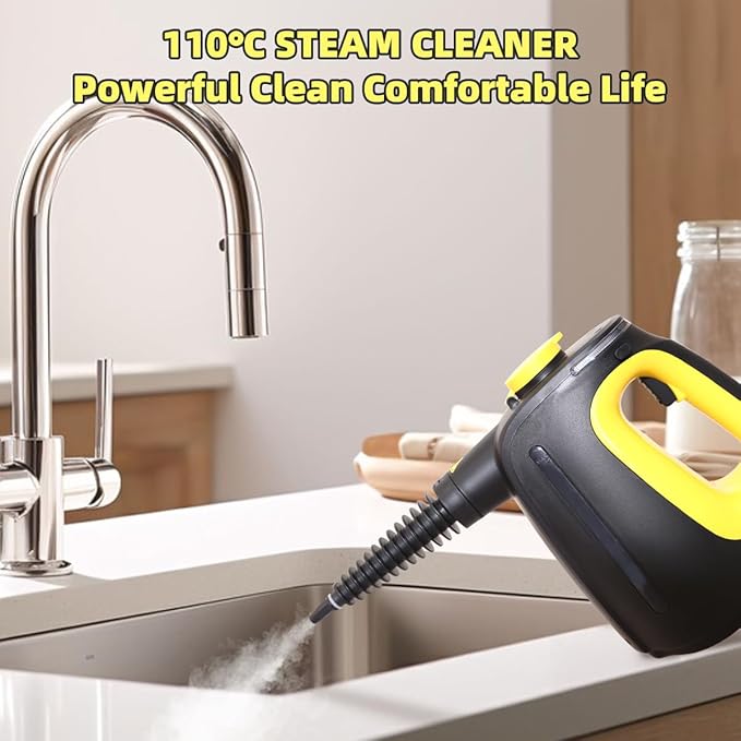 Handheld Steam Cleaner 1350W High Power with 9 Piece with Safety Lock Multi-Purpose Steamer for Home Use Multi-Surface Natural Steam Cleaner for FurnitureUpholstery Car Floor