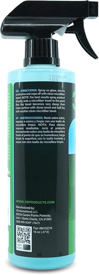 3D Glass Cleaner Bundle - Streak-Free Tint Safe Formula - 16oz Spray + 1 Gallon Refill