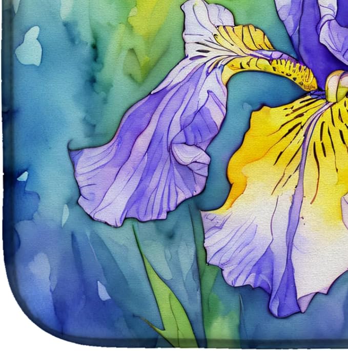 Caroline's Treasures DAC1707DDM Tennessee Iris in Watercolor Dish Drying Mat Absorbent Dish Drying Mat Pad for Kitchen Counter Dish Drainer Mat for Countertop 14 x 21 Multicolor