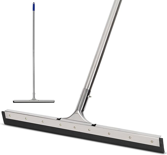 Floor Squeegee Scrubber 55inch Long Stainless Steel Handle with 22inch Wide Silicon Rubber Blade - Perfect Squeegee Broom for Floor Washing and Drying Shower Glass Marble Wood Surfaces