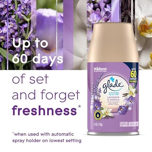 Glade Lavender &amp Vanilla Automatic Spray Refills Air Fresheners (6.2 Ounce (Pack of 6))