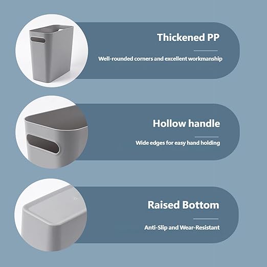 2.4 Gallon Slim Trash Can Small Plastic Wastebasket for Bathroom Office Kitchen Narrow Space Under Sink or Desk (Black)