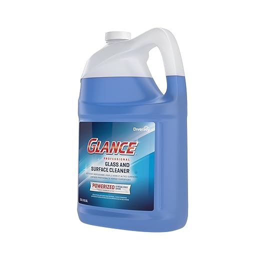 Glance CBD540311 Powerized Professional Glass &amp Surface Cleaner Streak Free Commercial Ammoniated Liquid Window Spray Ready-to-Use Refill 1-Gallon (Pack of 2)