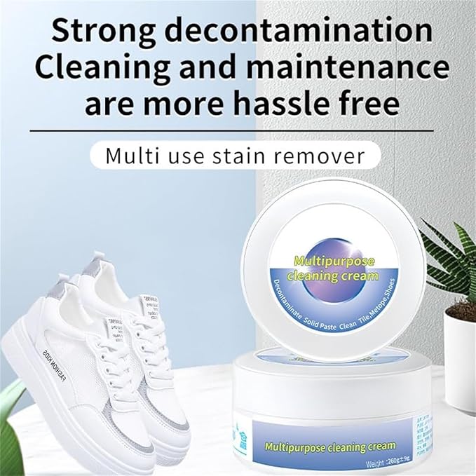 2023 New Multi-Functional Cleaning and Stain Removal CreamAll-Purpose Rinse-Free Cleaning Cream 260g White Shoe Cleaner Decontaminate Solid Paste for Shoes Clothes Sofa (3 PCS)