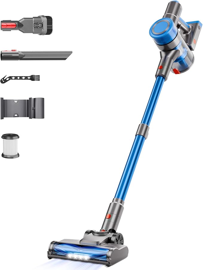 KIKETECH Cordless Vacuum Cleaner Stick Vacuum Cleaners for Home 8 in 1Lightweight Stick Vacuum for Pet Hair/Carpet/Floor Blue