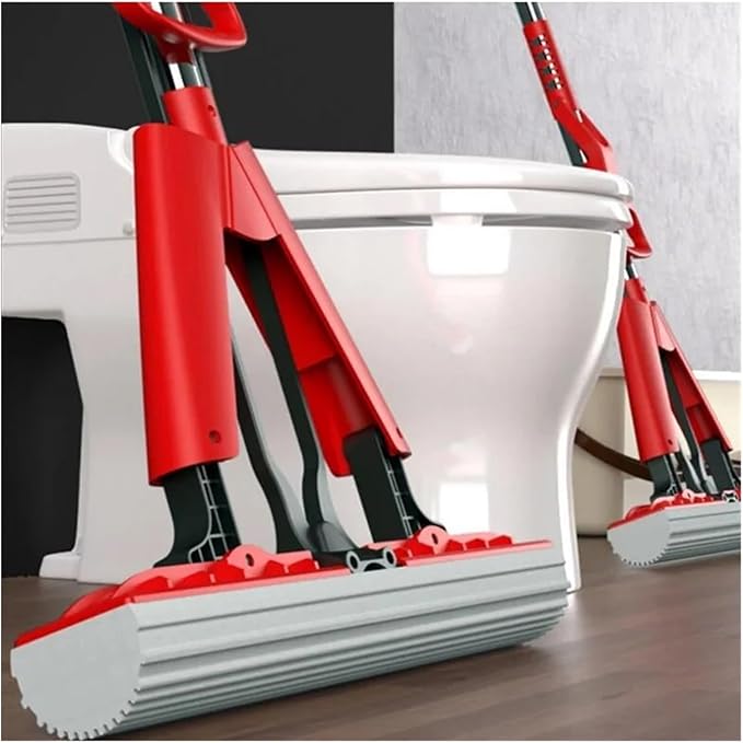 Squeeze Floor Magic Mop Collodion Foldable Free Hand Washing Household Self-Tapping Mops Cleaning Home Tools(White)