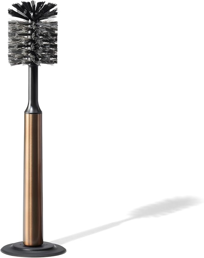 Ionic Bottle Brush Magnetized to Stand Upright Stainless Steel with Replaceable Head Bronze