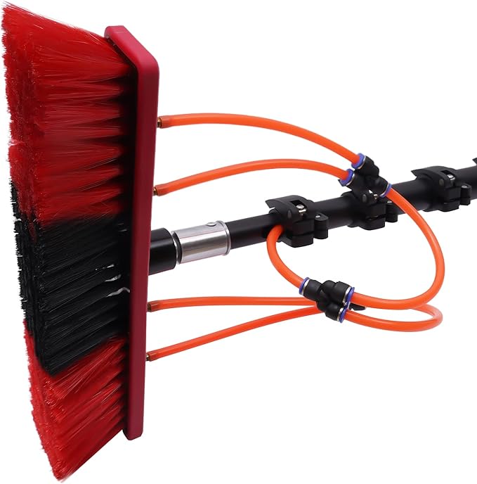 DYNAMI Water Fed Pole Kit Window Cleaning Brush W/ 24ft Length Telescopic Pole210 Degree Rotatable Brush HeadCleaning and Washing Tool for Window Glass Solar Panel