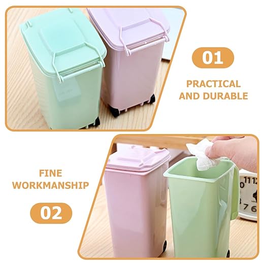 STOBAZA Multifunctional Small Desk Trash Can Mini Trash Cans for Desks Lid for Kitchen