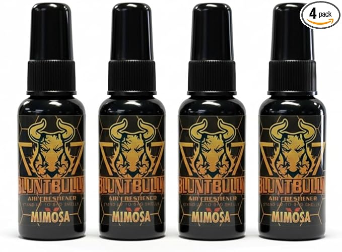 Blunt Bully Air Freshener (Mimosa) (4 Pack) Premium Oil Based Air Freshener Spray. Long-Lasting Room Bathroom Office &amp Car Scent | Eliminates Odors from Smoke Pets &amp More