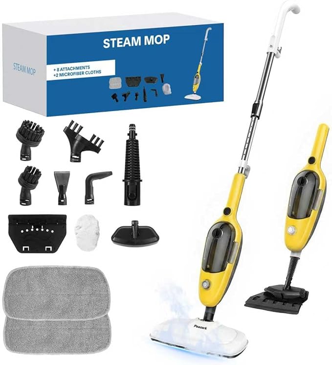 Steam Mop - All-in-one Powerful Handheld Steam Cleaner Detachable Handheld Steam Cleaner for Home MultiPurpose Steamer for Hardwood Floors ClothesWindowsTilesCarpet Whole Home Use(Yellow)