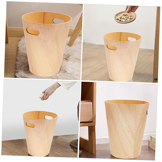Wooden Desk Wastebasket Simple and Creative Garbage Bin for Bathroom Office and Home Capacity Removable Design Trash Can