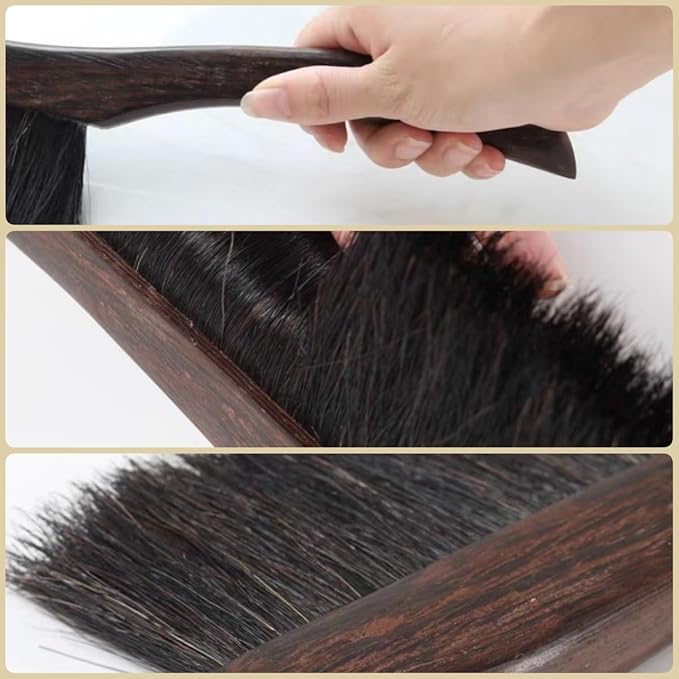 Horse Hair BrushWood Handle Soft Brush DusterHand Broom Dusting BrushBrush for Counter Bed Bench FireplaceFurniture Drafting Patio Fireplace ﻿ ﻿(Small)