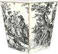 Marye-Kelley WB32-Black and Creme Toile Wastepaper Basket