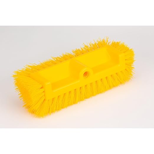SPARTA Multi-Level Tile Scrub Brush 12 Wide Brush Head Heavy-Duty Tile Cleaning Brush with End Bristles for Commercial Tiles Tubs and Floor Plastic 12 Inches Yellow (Pack of 12)